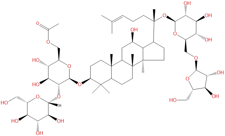 β-D-Glucopyranoside, (3β,12β)-20-[(6-O-α-L-arabinofuranosyl-β-D-glucopyranosyl)oxy]-12-hydroxydammar-24-en-3-yl 2-O-β-D-glucopyranosyl-, 6-acetate