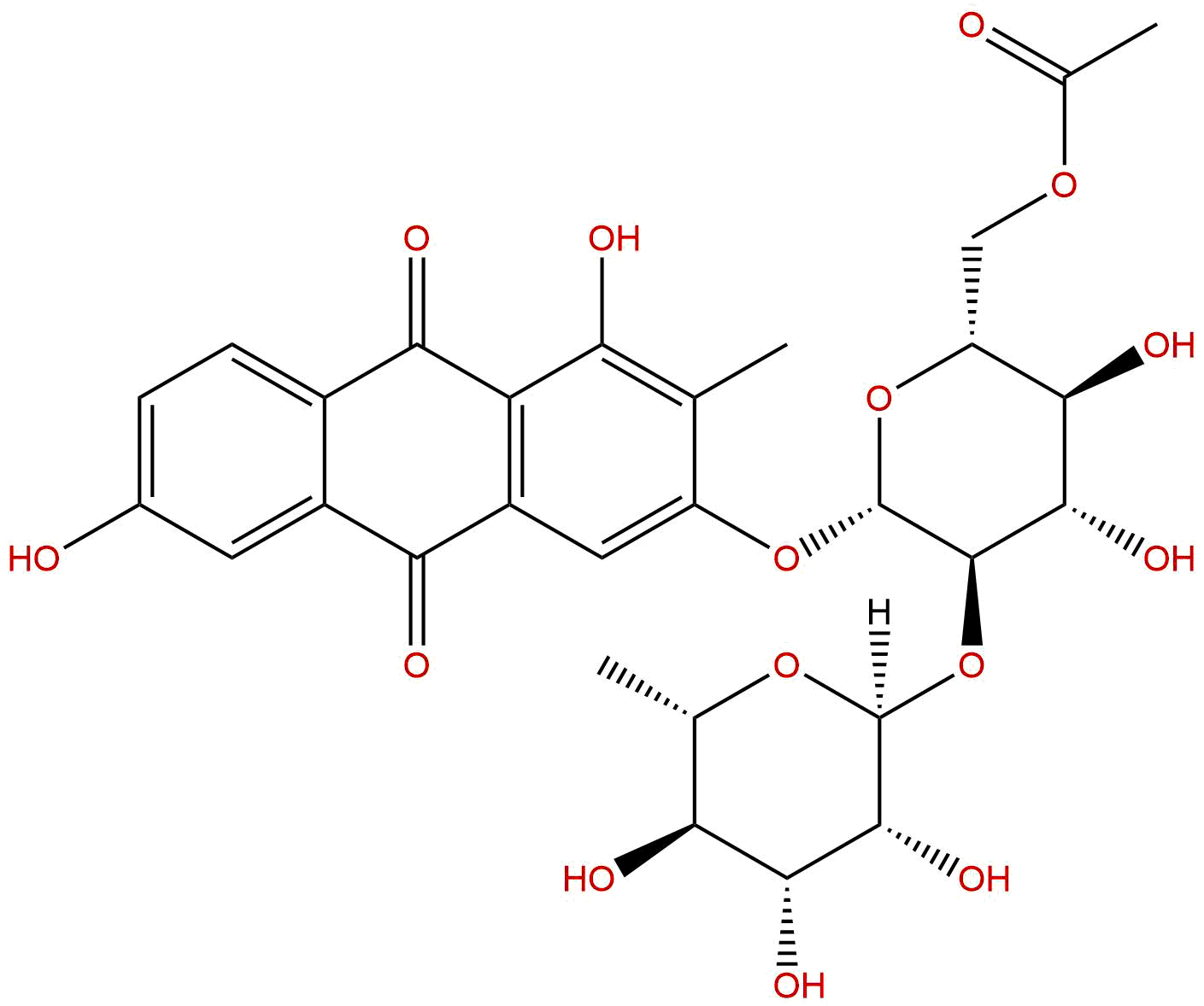 9,10-Anthracenedione,3-[[6-O-acetyl-2-O-(6-deoxy-α-L-mannopyranosyl)-β-D-glucopyranosyl]oxy]-1,6-dihydroxy-2-methyl-