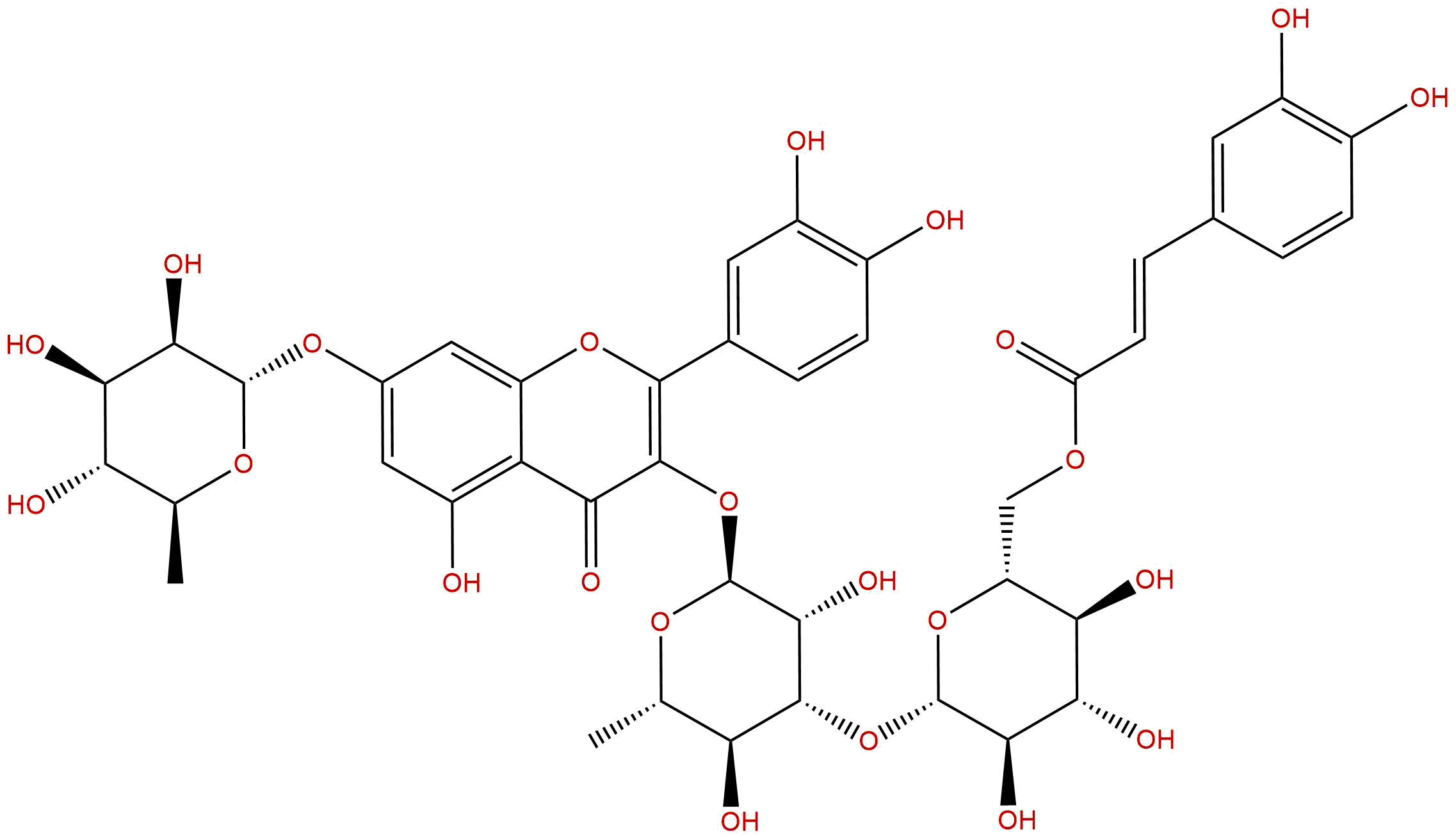 Quercetin 3-O-(6-O-(E)-caffeoyl-β-D-glucopyranosyl-(1→3)-α-L-rhamnopyranoside)7-O-α-L-rhamnopyranoside